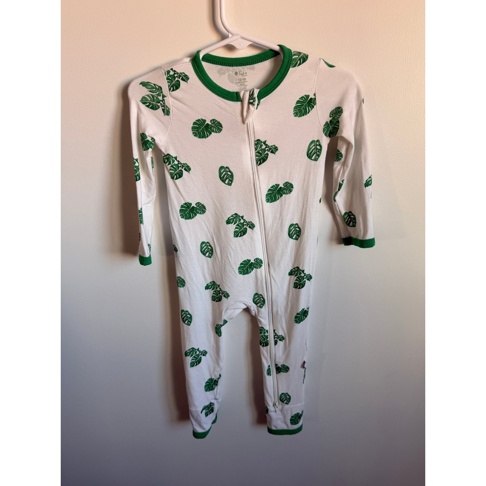 Kyte Baby Monstera Leaf Bamboo Zippered Romper 12-18 Months